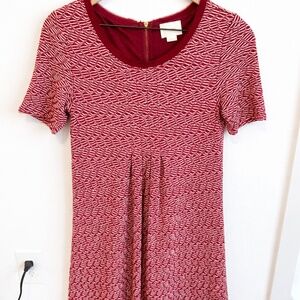 Anthropologie Maeve Burgundy Patterned Short Sleeve Dress | Size Small